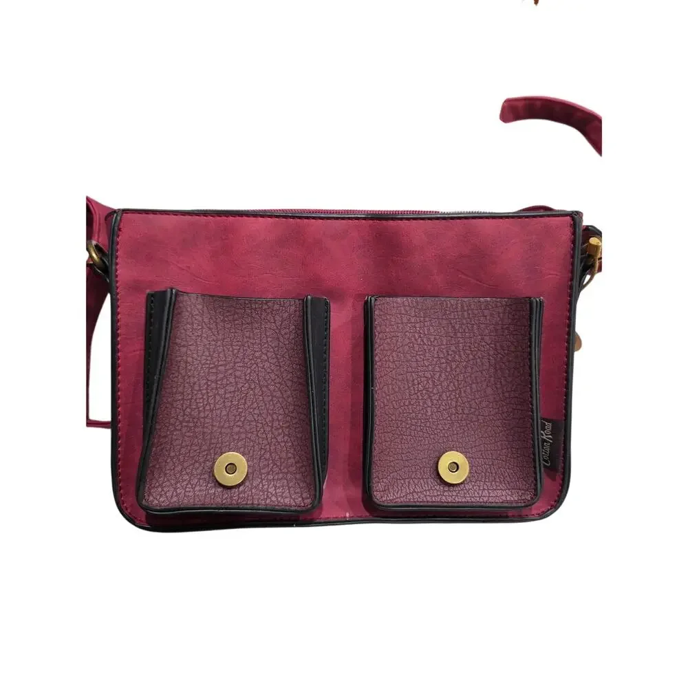 NWT Cotton Road Crimson Red Satchel Bag Windmill Crossbody Bag